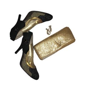 Black & Antique Gold Vince Camuto Beauty Pump